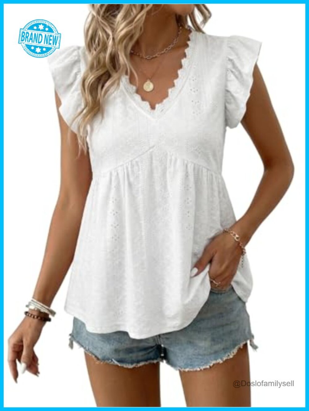 Lace V-Neck Ruffle Peplum Tank Top